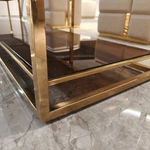 Modern Luxury TV Stand with Woven Texture Panels, Floating Center Shelf and Dark Wood Storage Compartments